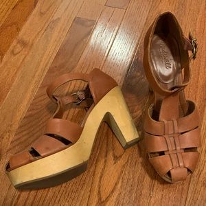 Madewell High-heeled Leather Clog Sandals size 9 1/2